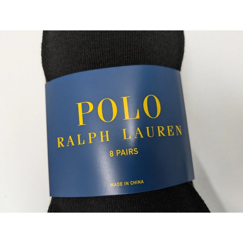Polo Ralph Lauren Mens 8 Pair Ankle Socks Black Multi Logo ZP824511PKN8 10-13